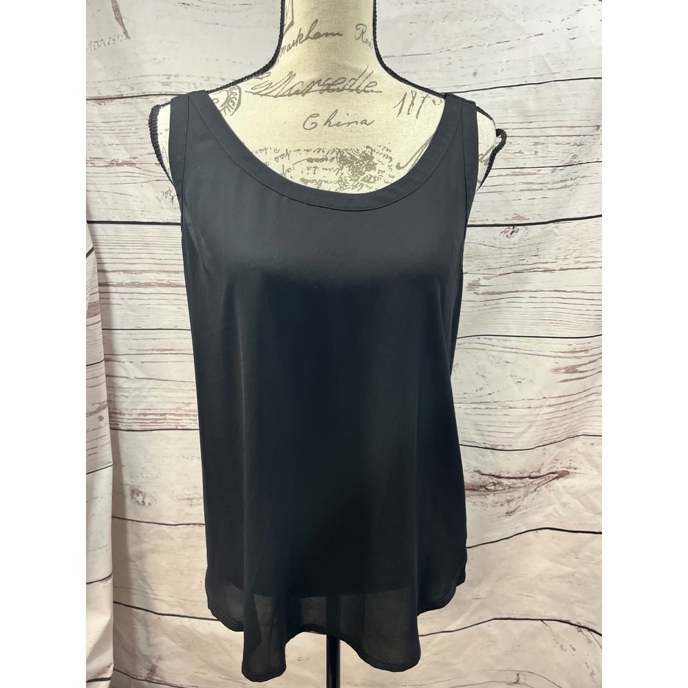 EXPRESS Black Tank Top Racerback Zipper Detail Women's Size L